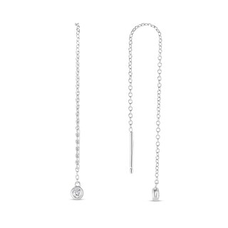 0.10 CT. T.W. Diamond Bezel Solitaire Chain Threader Earrings in Sterling Silver