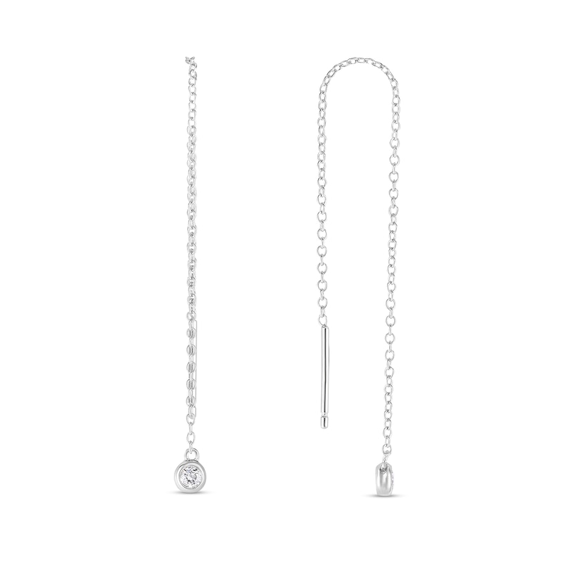 0.10 CT. T.W. Diamond Bezel Solitaire Chain Threader Earrings in Sterling Silver