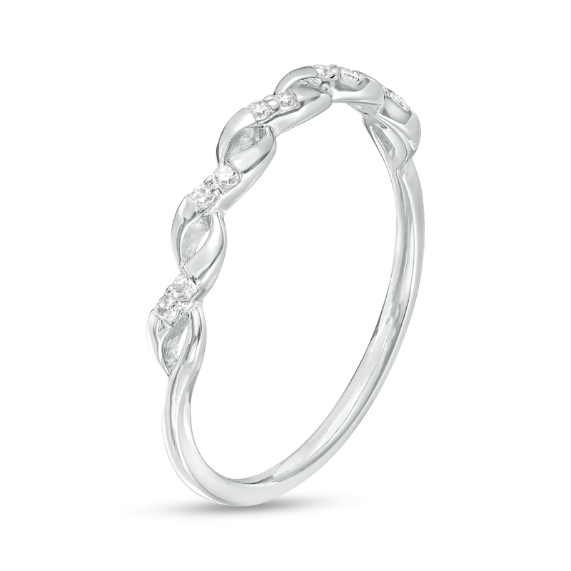 Main Image 2 of 0.04 CT. T.W. Diamond Curved Loose Braid Band in 10K White Gold