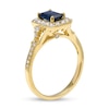 Thumbnail Image 3 of Emerald-Cut Blue Sapphire and 0.40 CT. T.W. Diamond Octagonal Frame Split Shank Buckle Ring in 10K Gold