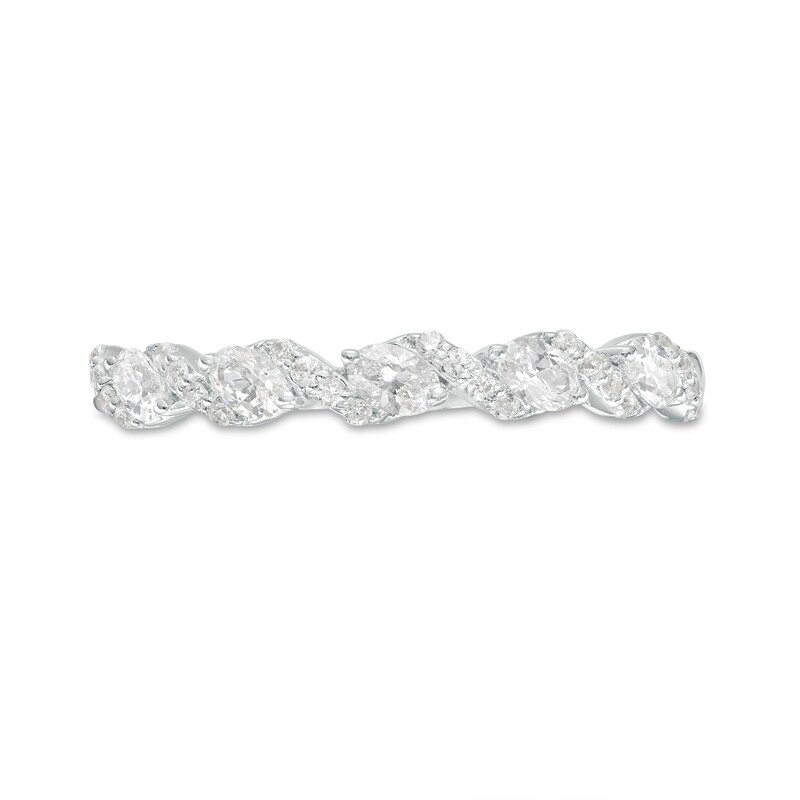 0.30 CT. T.W. Oval and Round Diamond Twist Wedding Band in 14K White Gold