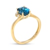 Thumbnail Image 2 of Oval London Blue Topaz and Diamond Accent Bypass Flower Ring in 10K Gold