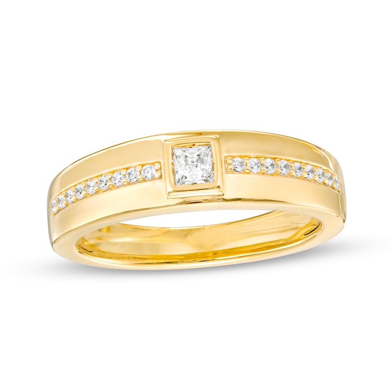Men's 0.30 CT. T.W. Square-Cut Diamond Raised Frame Band in 10K Gold