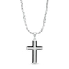 Thumbnail Image 0 of Men's 0.147 CT. T.W. Diamond Slope-Ends Layered Cross Pendant in Stainless Steel and Black Ion-Plate – 24"
