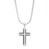 Thumbnail Image 1 of Men's 0.147 CT. T.W. Diamond Slope-Ends Layered Cross Pendant in Stainless Steel and Black Ion-Plate – 24"