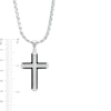 Thumbnail Image 1 of Men's 0.147 CT. T.W. Diamond Slope-Ends Layered Cross Pendant in Stainless Steel and Black Ion-Plate – 24"