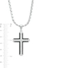 Thumbnail Image 2 of Men's 0.147 CT. T.W. Diamond Slope-Ends Layered Cross Pendant in Stainless Steel and Black Ion-Plate – 24"