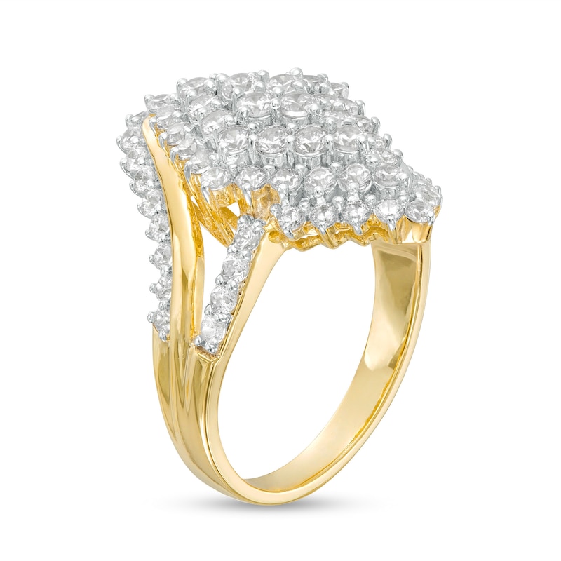 Main Image 3 of 1.50 CT. T.W. Marquise Multi-Diamond Split Shank Ring in 10K Gold