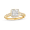Thumbnail Image 0 of 0.50 CT. T.W. Princess-Cut Multi-Diamond Cushion-Shaped Frame Vintage-Style Engagement Ring in 10K Gold