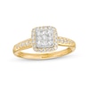 Thumbnail Image 1 of 0.50 CT. T.W. Princess-Cut Multi-Diamond Cushion-Shaped Frame Vintage-Style Engagement Ring in 10K Gold