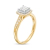 Thumbnail Image 2 of 0.50 CT. T.W. Princess-Cut Multi-Diamond Cushion-Shaped Frame Vintage-Style Engagement Ring in 10K Gold