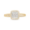 Thumbnail Image 3 of 0.50 CT. T.W. Princess-Cut Multi-Diamond Cushion-Shaped Frame Vintage-Style Engagement Ring in 10K Gold
