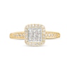 Thumbnail Image 4 of 0.50 CT. T.W. Princess-Cut Multi-Diamond Cushion-Shaped Frame Vintage-Style Engagement Ring in 10K Gold