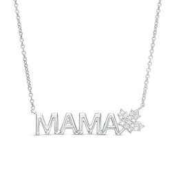 0.04 CT. T.W. Diamond MAMA Maple Leaf Necklace in Sterling Silver