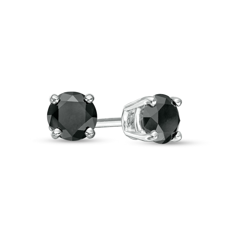 Main Image 1 of 0.45 CT. T.W. Black Diamond Solitaire Stud Earrings in 14K White Gold