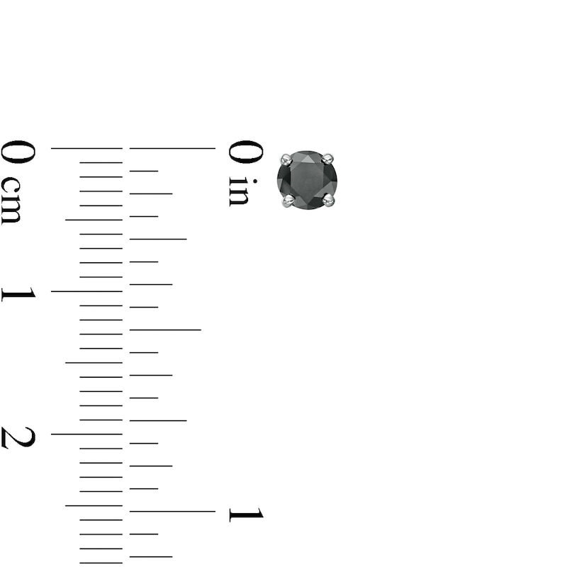 Main Image 2 of 0.45 CT. T.W. Black Diamond Solitaire Stud Earrings in 14K White Gold