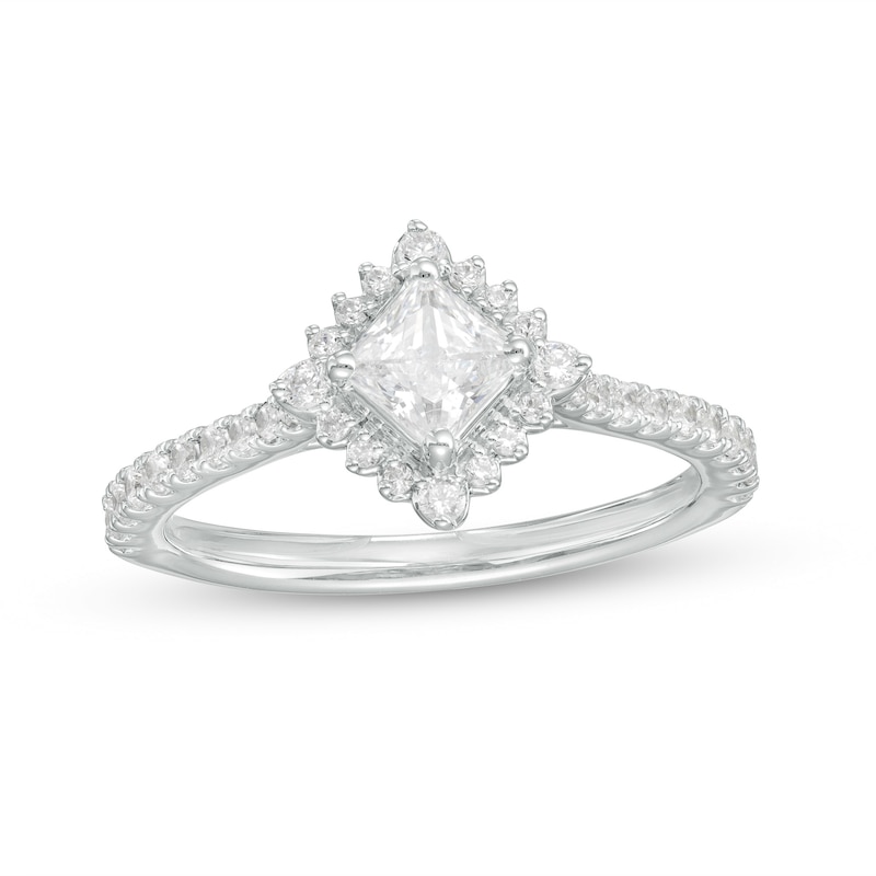 0.75 CT. T.W. Princess-Cut Diamond Shadow Frame Tilted Engagement Ring in 14K White Gold