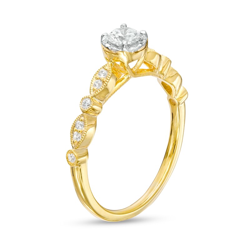 Main Image 3 of 0.33 CT. T.W. Diamond Art Deco Vintage-Style Engagement Ring in 10K Gold