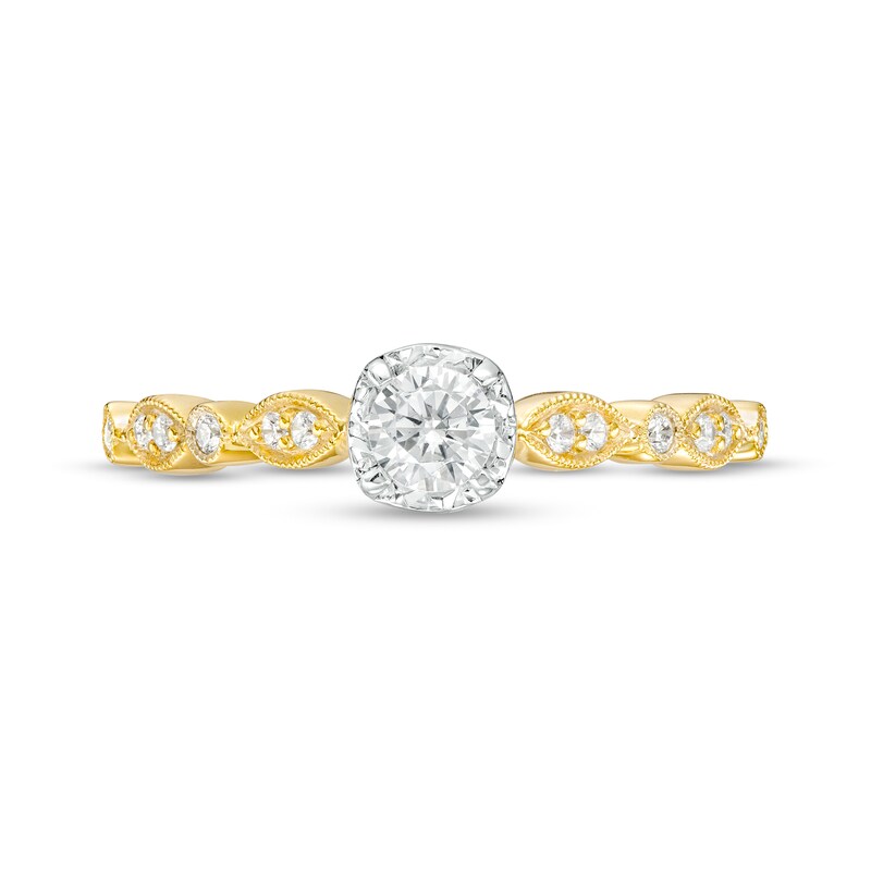 Main Image 4 of 0.33 CT. T.W. Diamond Art Deco Vintage-Style Engagement Ring in 10K Gold