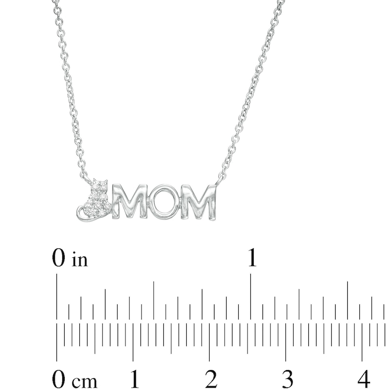 Diamond Accent Cat MOM Necklace in Sterling Silver - 17.75"