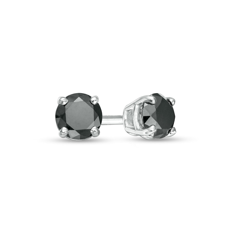 Main Image 1 of 0.29 CT. T.W. Black Diamond Solitaire Stud Earrings in 14K White Gold
