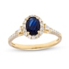 Thumbnail Image 0 of Oval Blue Sapphire and 0.20 CT. T.W. Diamond Frame Collar Ring in 10K Gold