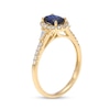 Thumbnail Image 2 of Oval Blue Sapphire and 0.20 CT. T.W. Diamond Frame Collar Ring in 10K Gold