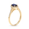 Thumbnail Image 3 of Oval Blue Sapphire and 0.20 CT. T.W. Diamond Frame Collar Ring in 10K Gold