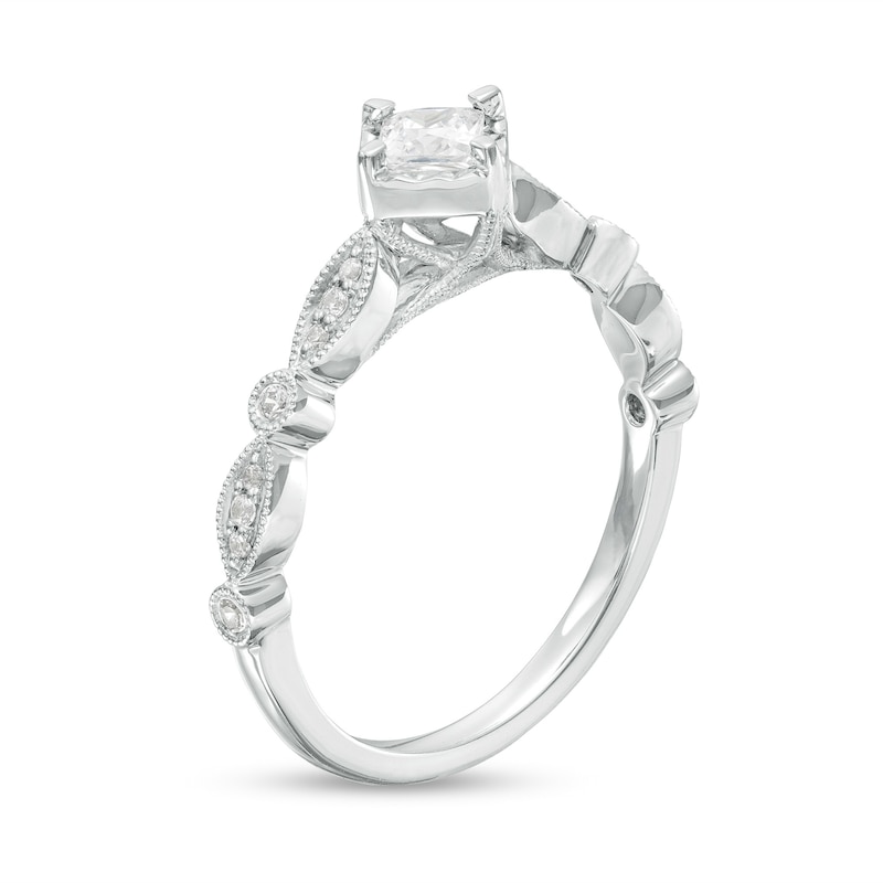 0.33 CT. T.W. Princess-Cut Diamond Tilted Art Deco Vintage-Style Engagement Ring in 10K White Gold