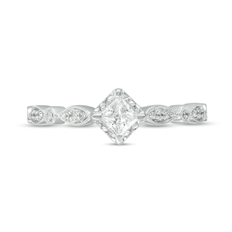 0.33 CT. T.W. Princess-Cut Diamond Tilted Art Deco Vintage-Style Engagement Ring in 10K White Gold