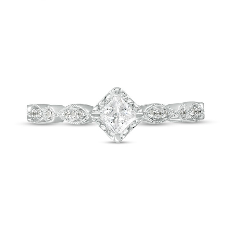 0.33 CT. T.W. Princess-Cut Diamond Tilted Art Deco Vintage-Style Engagement Ring in 10K White Gold