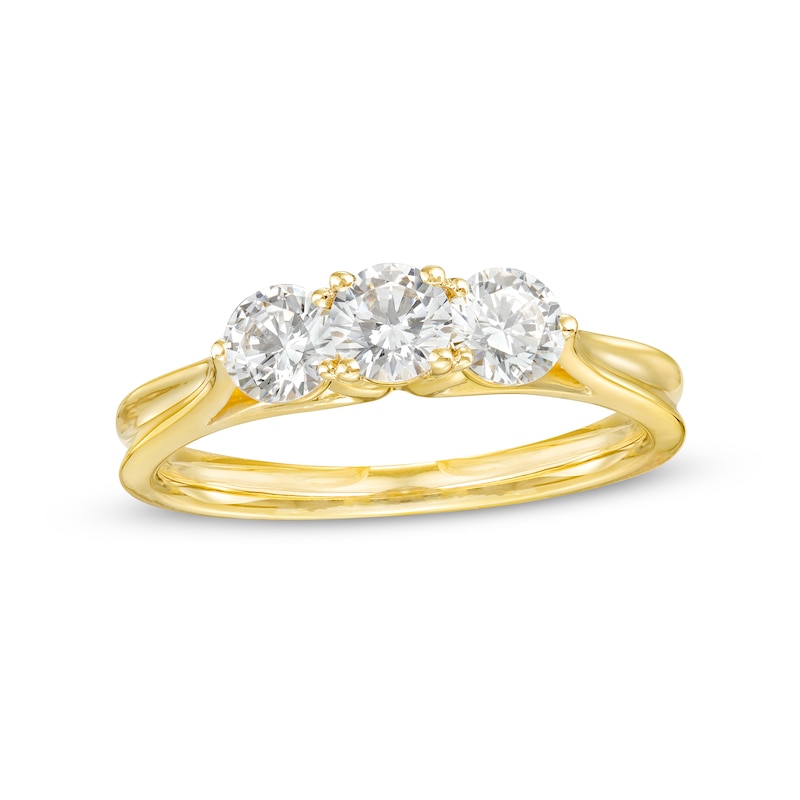 1.00 CT. T.W. Diamond Past Present Future® Concave Ribbon Shank Engagement Ring in 14K Gold