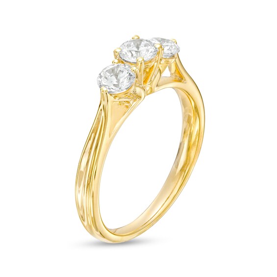 1.00 CT. T.W. Diamond Past Present Future® Concave Ribbon Shank Engagement Ring in 14K Gold