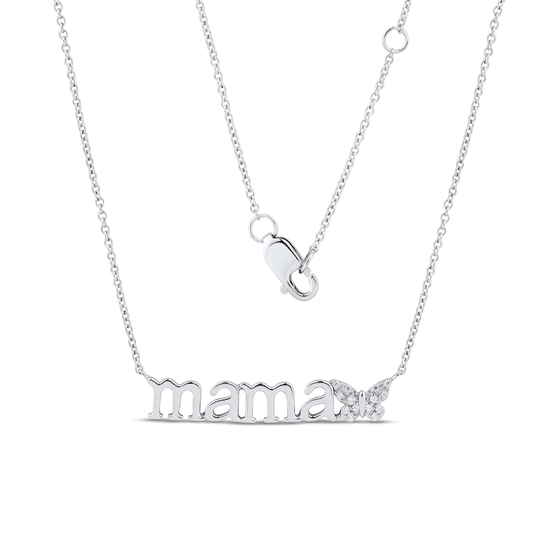 Diamond Accent Butterfly "mama" Necklace in Sterling Silver