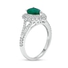 Thumbnail Image 2 of Pear-Shaped Emerald and 0.55 CT. T.W. Diamond Scallop Edge Double Frame Split Shank Ring in 14K White Gold