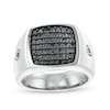 Thumbnail Image 0 of Men's 1.00 CT. T.W. Black Cushion-Shaped Multi-Diamond Ring in Sterling Silver