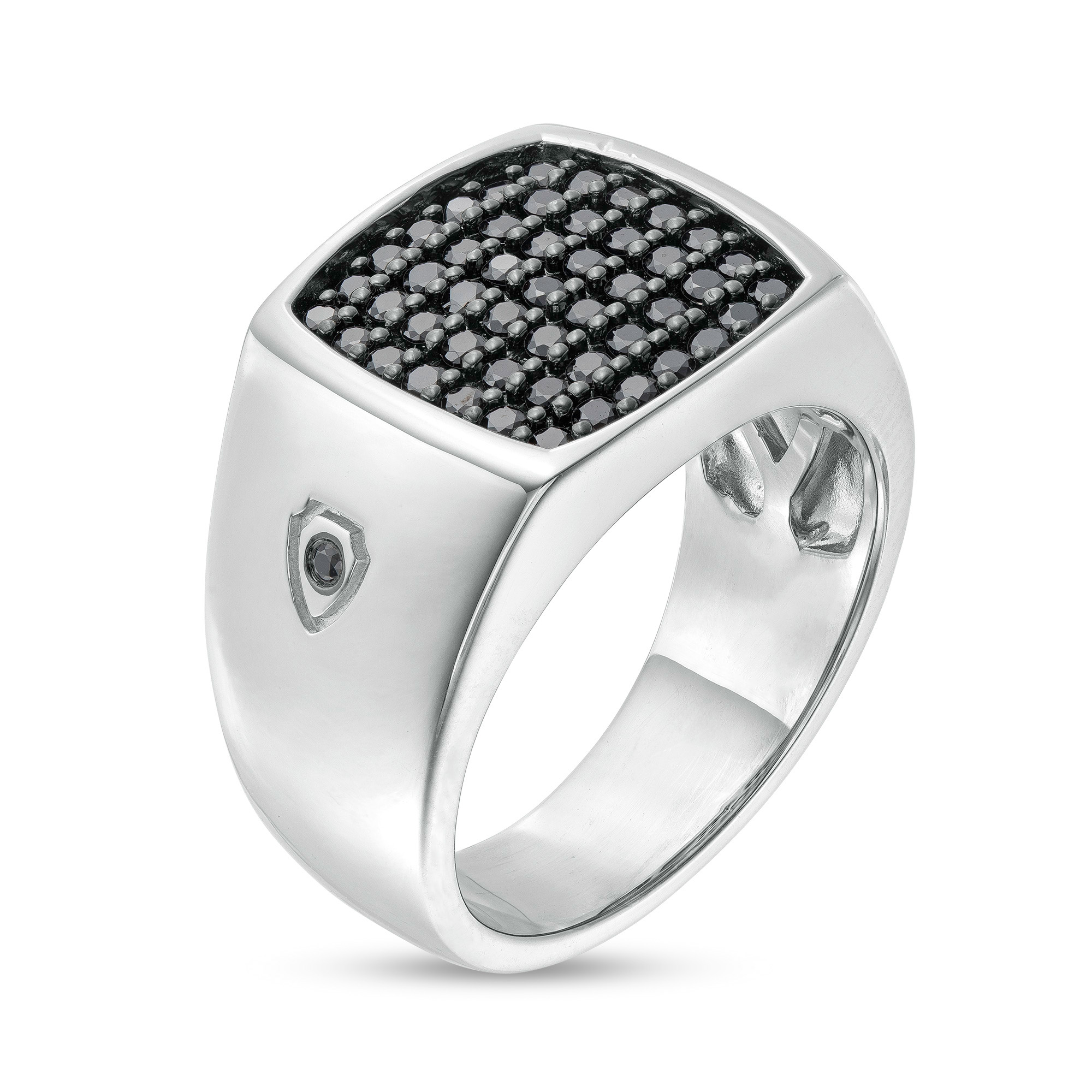 Men's 1.00 CT. T.W. Black Cushion-Shaped Multi-Diamond Ring in Sterling Silver