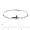 Thumbnail Image 3 of Men's 0.75 CT. T.W. Black Diamond Sideways Cross Bracelet in Sterling Silver – 8.5"