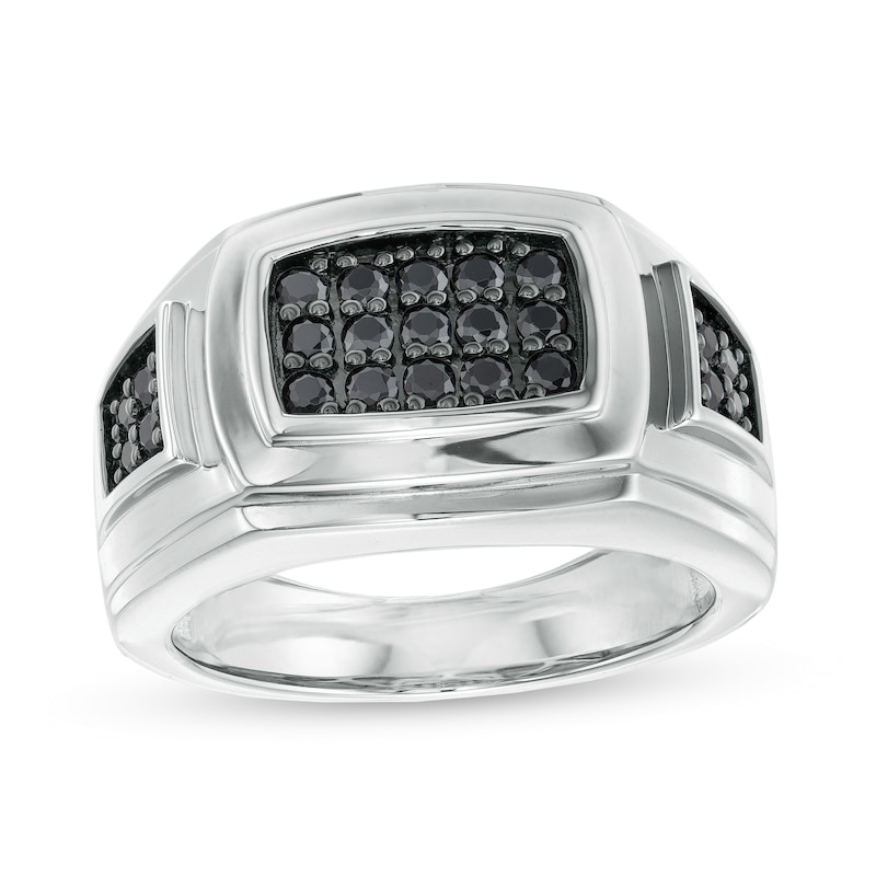 Men's 0.75 CT. T.W. Black Multi-Diamond Ring in Sterling Silver|Peoples Jewellers