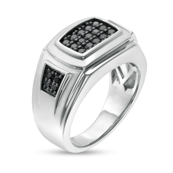 Men's 0.75 CT. T.W. Black Multi-Diamond Ring in Sterling Silver