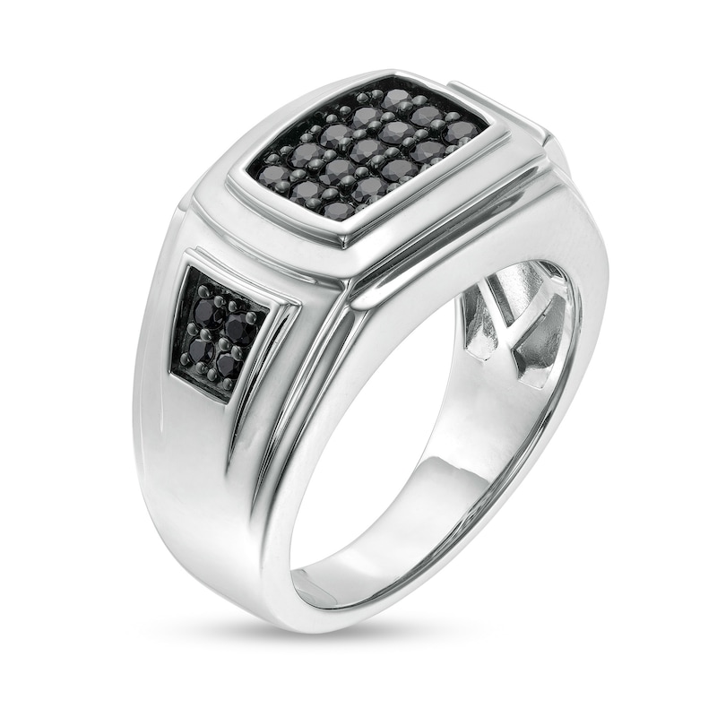 Men's 0.75 CT. T.W. Black Multi-Diamond Ring in Sterling Silver