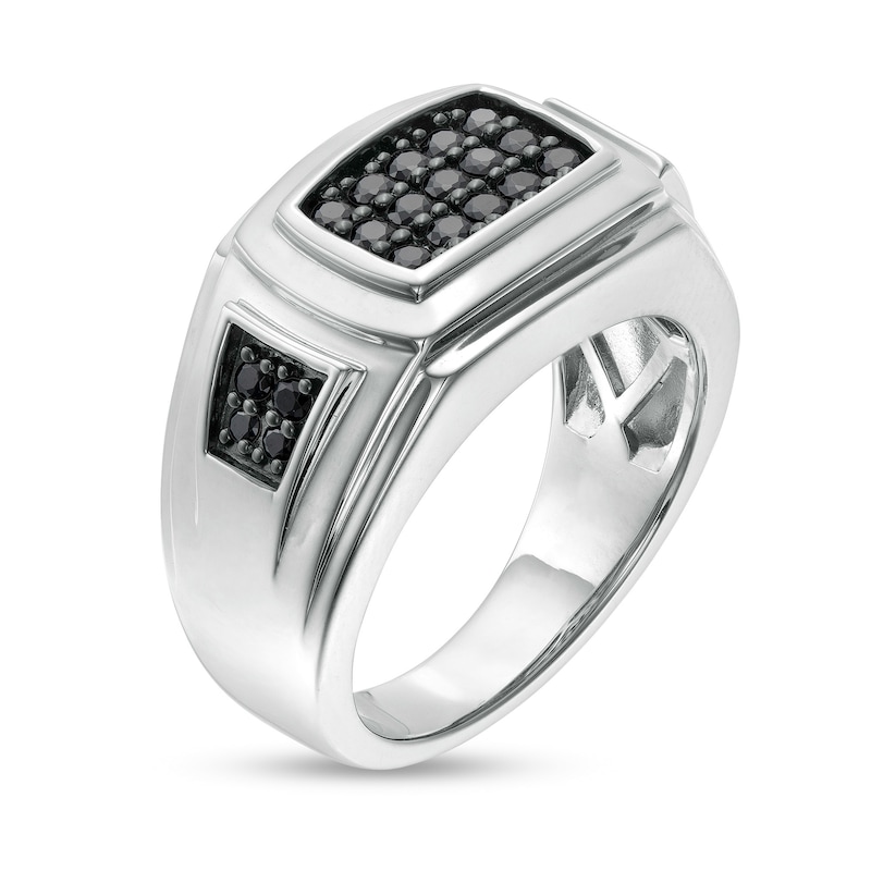 Men's 0.75 CT. T.W. Black Multi-Diamond Ring in Sterling Silver|Peoples Jewellers