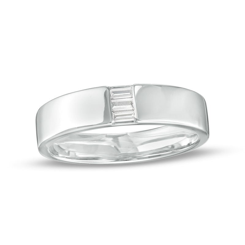 Men's 0.18 CT. T.W. Baguette Diamond Linear Row Band in 10K White Gold|Peoples Jewellers