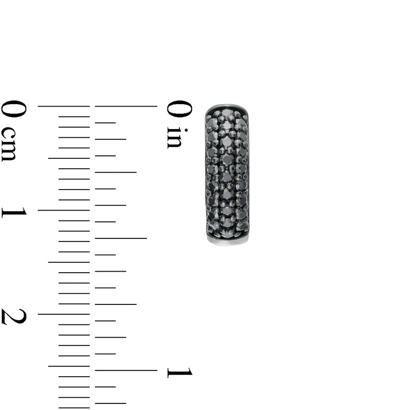 Main Image 3 of Men's 0.75 CT. T.W. Black Diamond Huggie Hoop Earrings in Sterling Silver