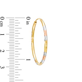 20.0mm Diamond-Cut Tube Hoop Earrings in 14K Gold and Two-Tone Rhodium Plate