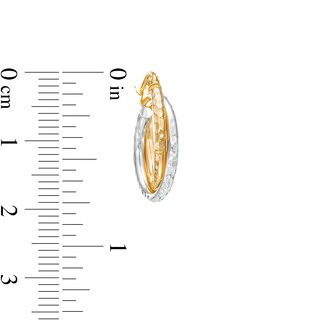 17.0mm Diamond-Cut Intertwined Tube Hoop Earrings in 14K Gold with Rhodium Plate