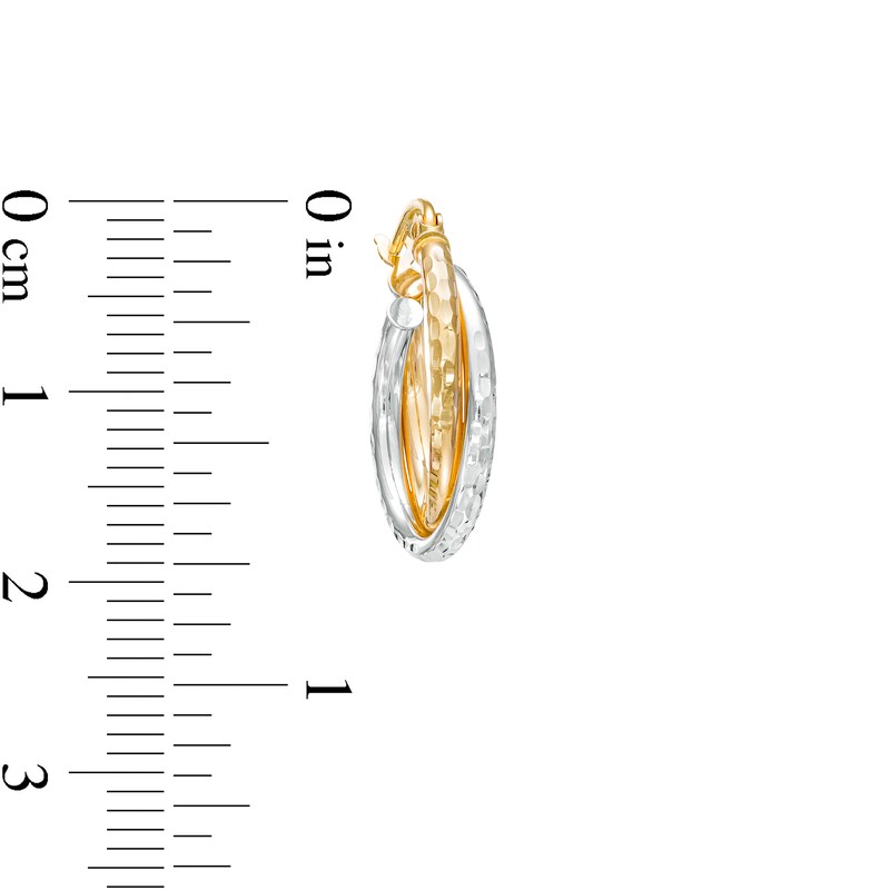 17.0mm Diamond-Cut Intertwined Tube Hoop Earrings in 14K Gold with Rhodium Plate