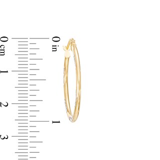 26.0mm Diamond-Cut Tube Hoop Earrings in 14K Two-Tone Gold