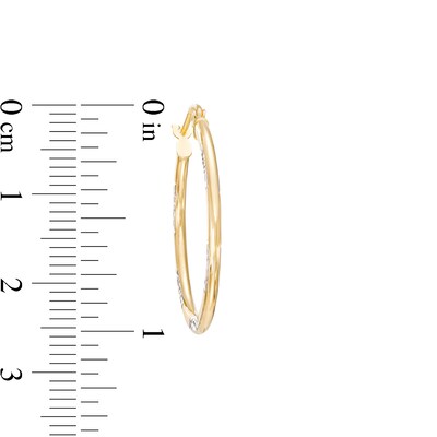 26.0mm Diamond-Cut Tube Hoop Earrings in 14K Two-Tone Gold