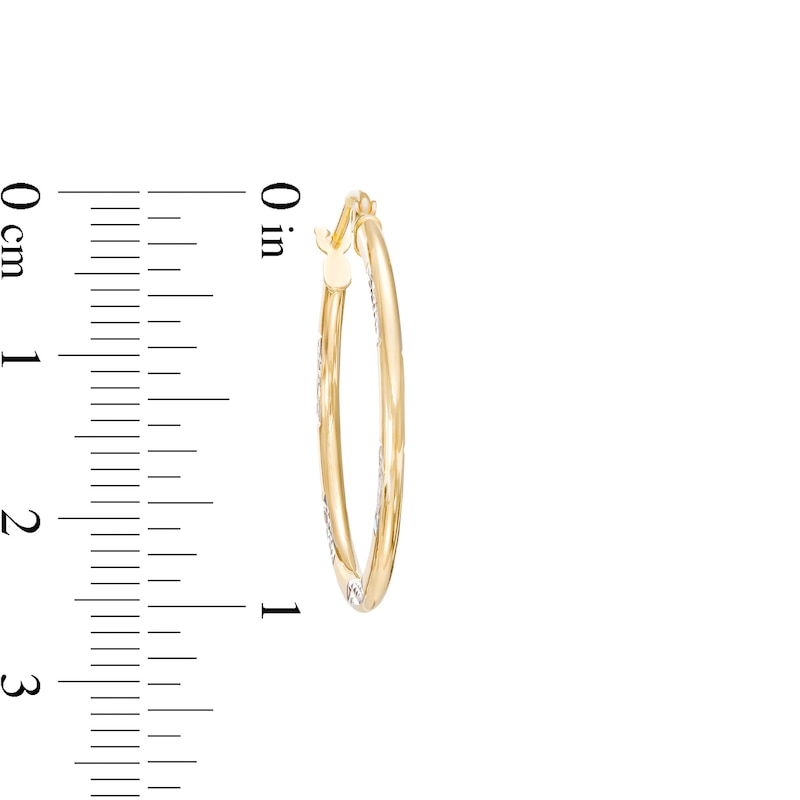 26.0mm Diamond-Cut Tube Hoop Earrings in 14K Two-Tone Gold